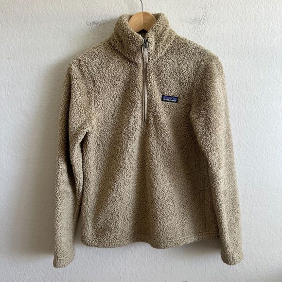 PATAGONIA Los Gatos Beige Tan 1/4 Zip Long Sleeve Pullover Sweater Womens Small - Picture 2 of 7